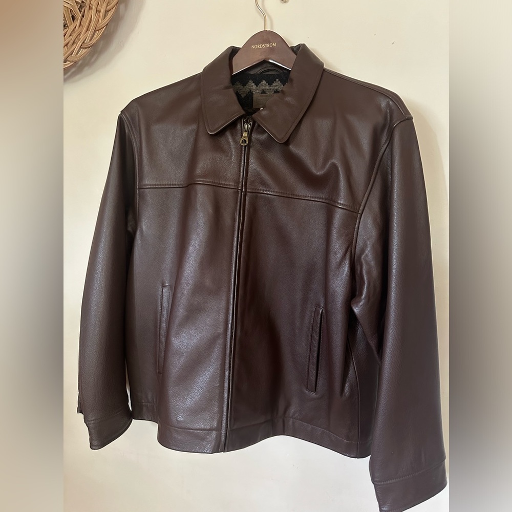 Pendleton Western Wear Tribal Mount Boss Jacket Sz L Wool Leather Vintage